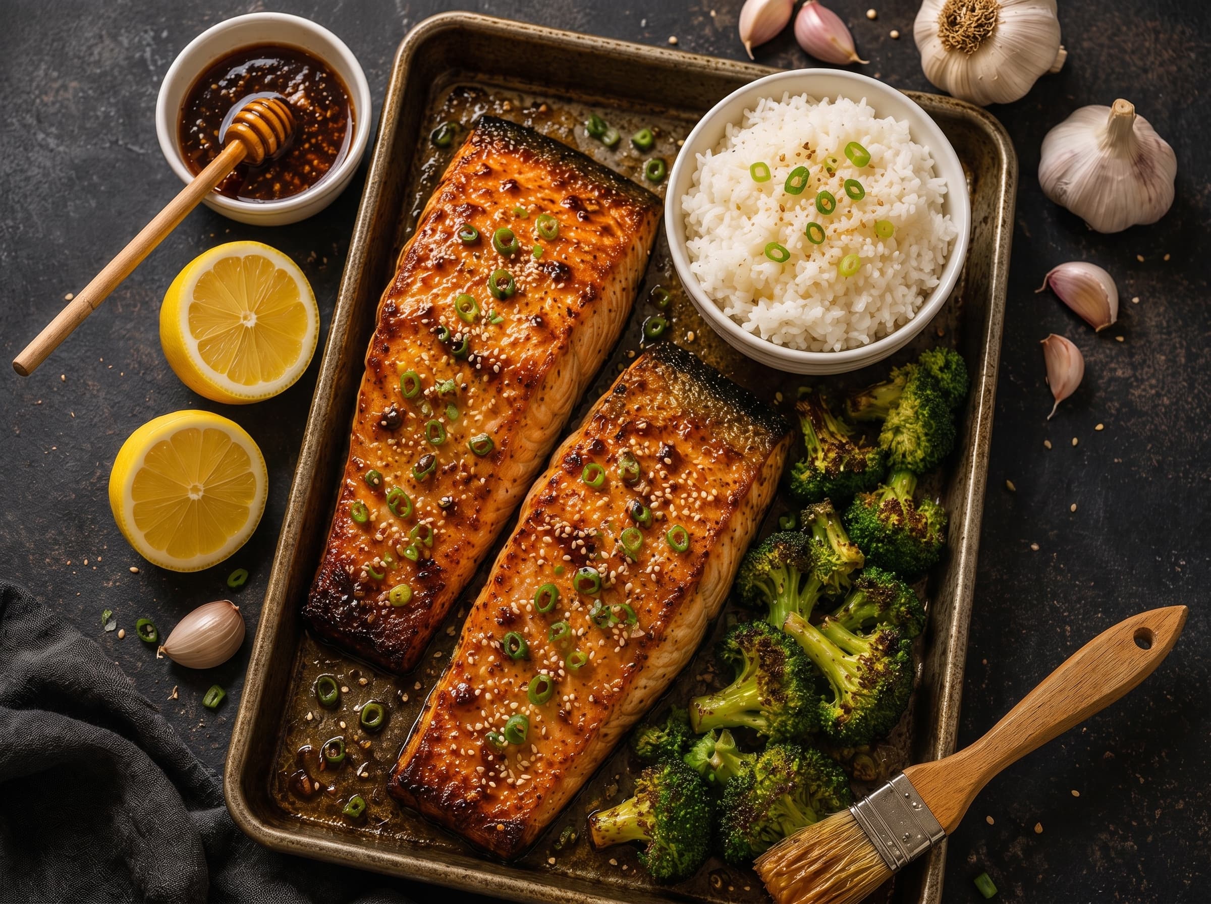 Sheet Pan Honey Garlic Salmon + Veggies