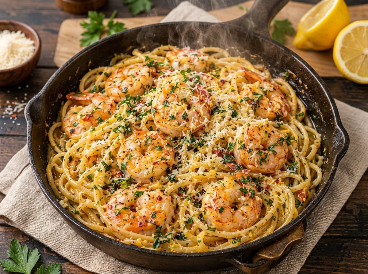Garlic Butter Shrimp Pasta 15 Min